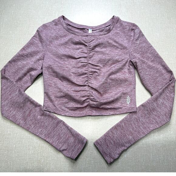 Free People Movement Swerve Crop Top Heather Mauve Small - Picture 3 of 11
